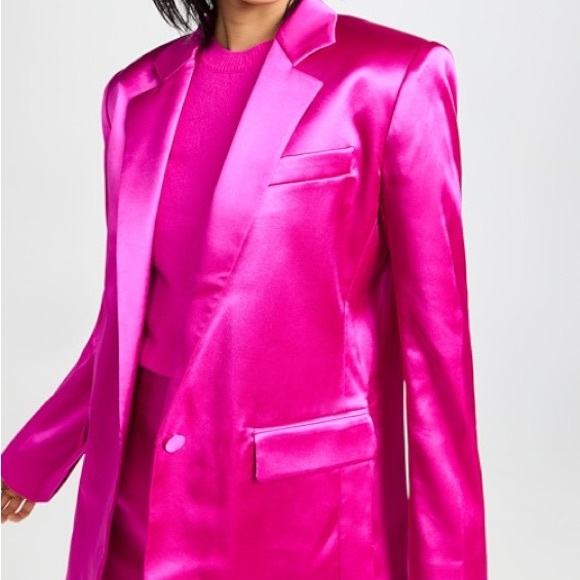 ❌SOLD❌ Frame oversized Satin/Silk Pink Blazer (XS/S) - Picture 6 of 8
